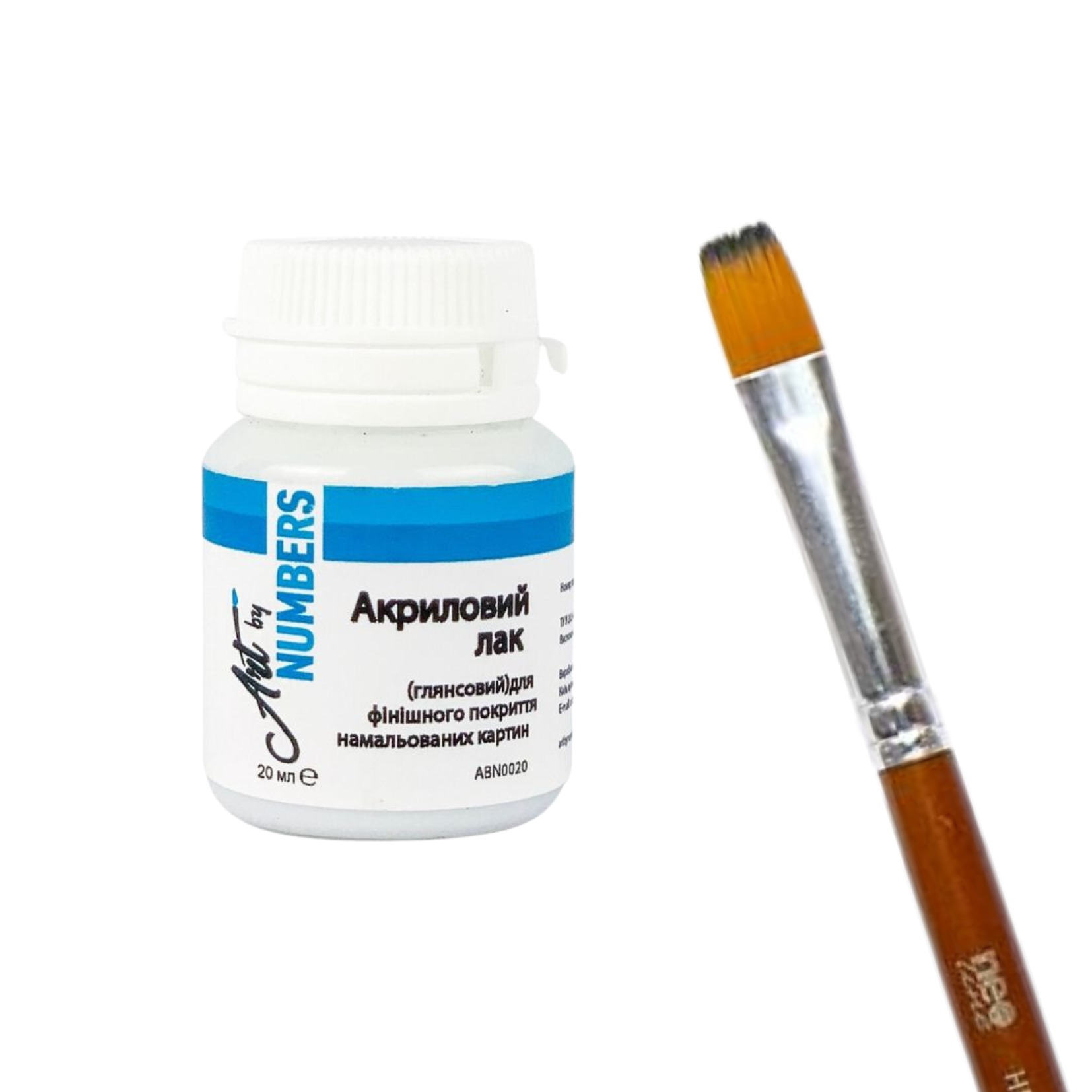 Захисний акриловий лак 20 мл та пензлик для нанесення №7