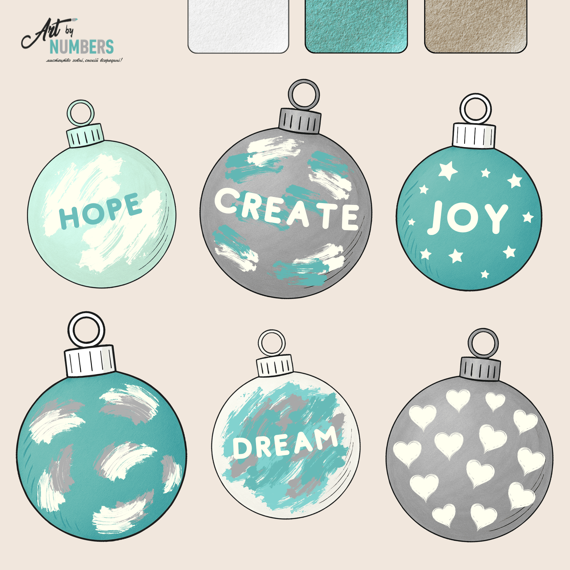 Набір для створення ялинкових прикрас «Happy New Year» — смарагдово-срібний