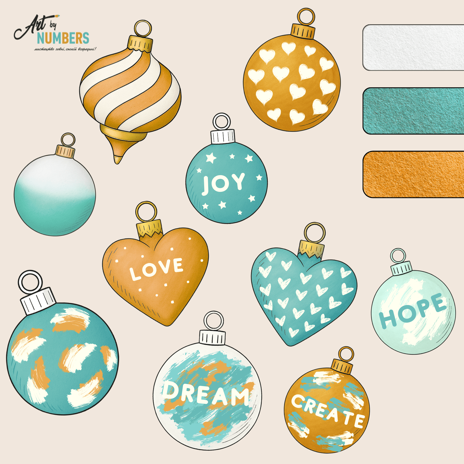 Набір для створення ялинкових прикрас «Скарби зими» — смарагдово-золотий