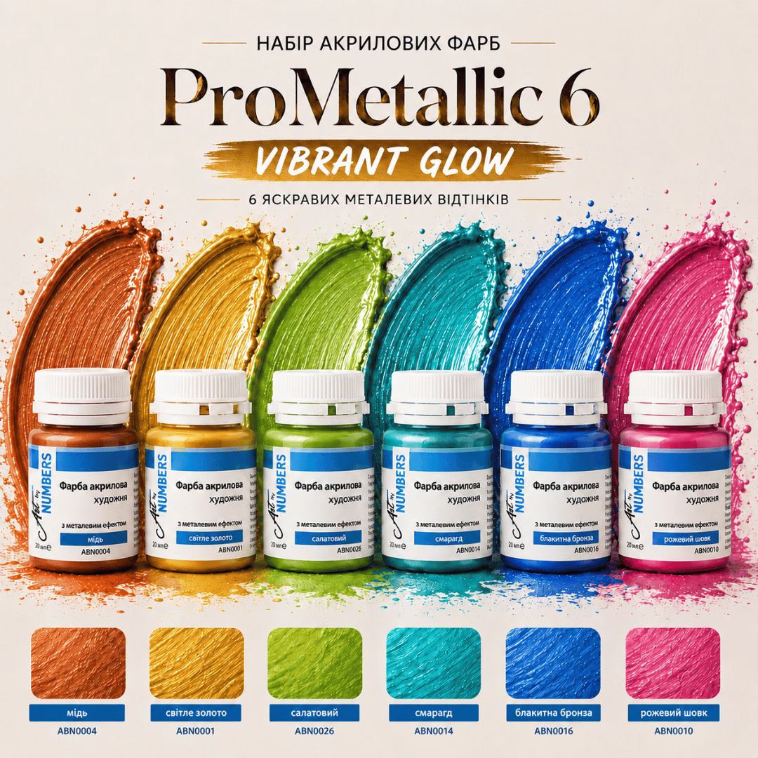 Набір акрилових фарб "ProMetallic 6 VIBRANT GLOW", 6 кольорів